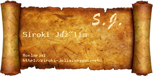 Siroki Júlia névjegykártya